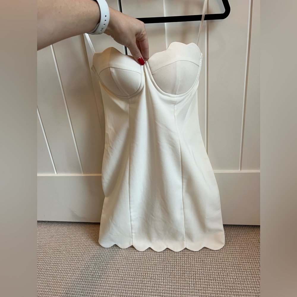 Brand new, White scalloped mini dress
